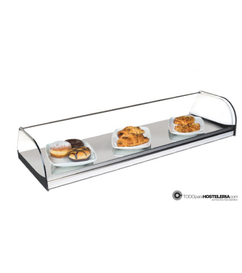 Vitrina neutra abierta de cristal curvo