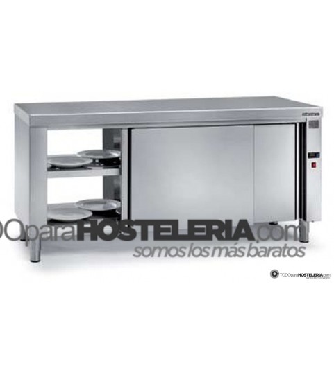 Mesa caliente central pasante